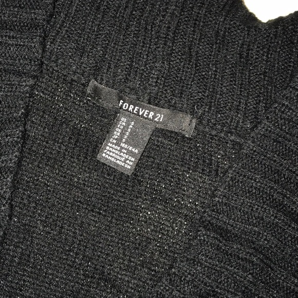F21®️ BLACK KNITT CARDIGAN W POCKETS SMALL - Picture 2 of 8